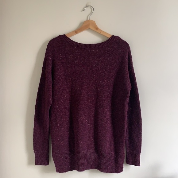 American Eagle Outfitters Purple Shimmer V-Neck Sweater - Picture 5 of 10